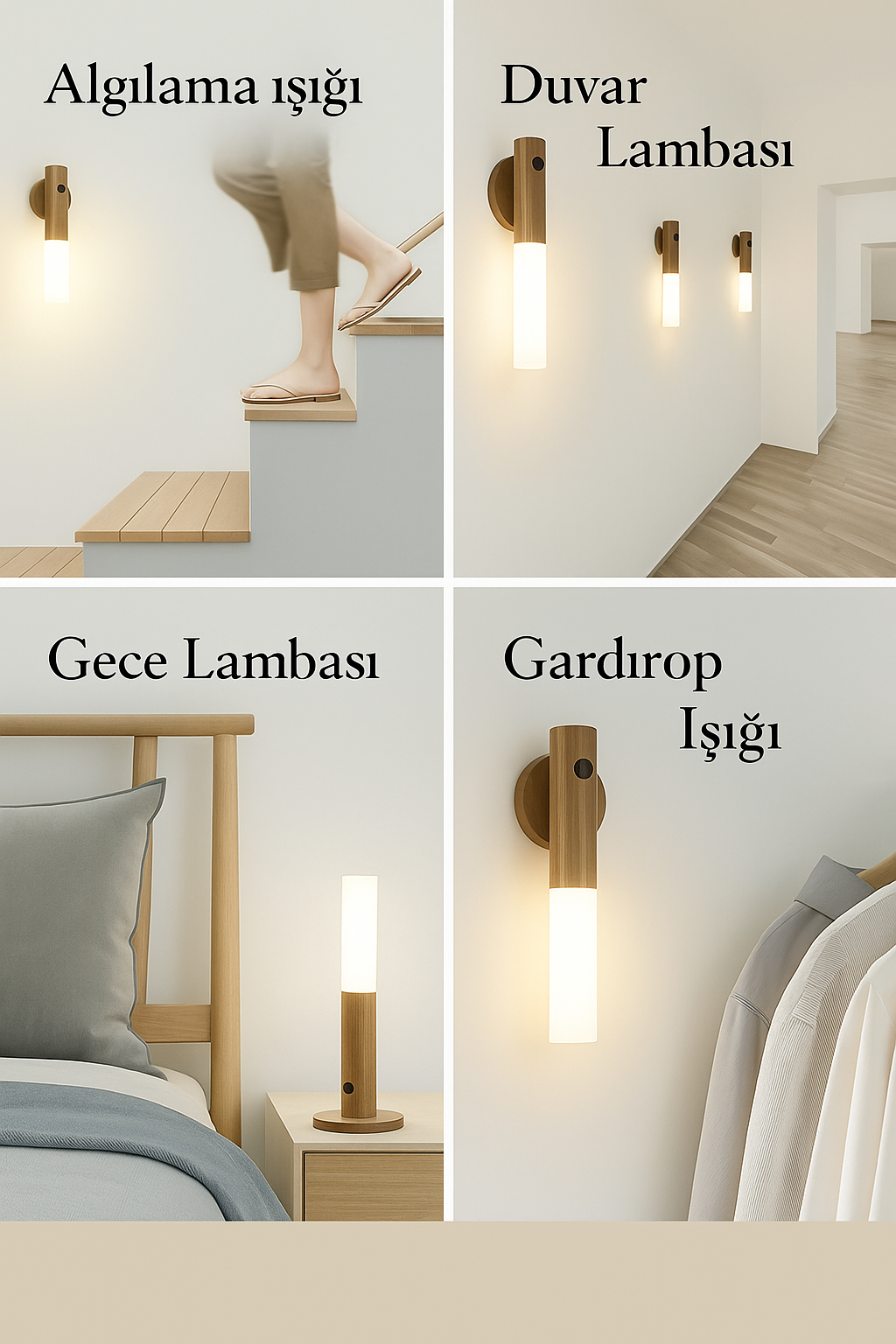 Lumowood™ – Akıllı Sensörlü Ahşap Gece Lambası | Şarjlı & Taşınabilir LED Aydınlatma